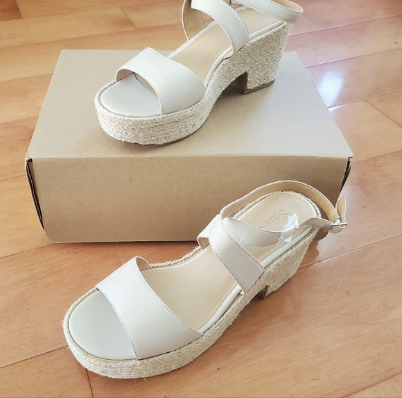 Splendid Shoes - Bowie Espadrille Platform Wedge Leather Sandals, 9